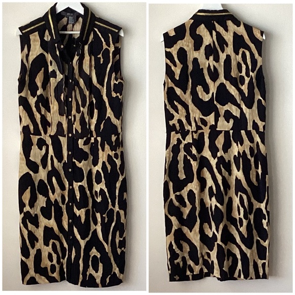 Per Se Silk Leopard Print Dress Sz 4 - Picture 2 of 8